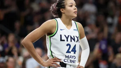 Napheesa Collier (24) of the Minnesota Lynx has been the center of a debate over WNBA officiating after Collier suffered an ankle injury during a no-call play in which Mercury's Alyssa Thomas stole the ball from Collier.
