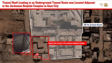 Tunnel shaft leading to an underground tunnel route was located adjacent to the Jordanian hospital complex in Gaza City. (photo credit: IDF SPOKESPERSON UNIT)