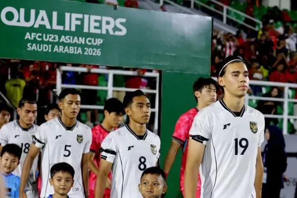 Pemain Timnas U23 Indonesia Dion Markx jelang laga Grup J Kualifikasi Piala Asia U23 2026 melawan Korea Selatan yang berakhir dengan skor 1-0 di Stadion Gelora Delta Sidoarjo, Jawa Timur, Selasa (9/9/2025) malam.