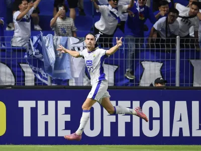 Andrew Jung penyerang Persib asal Perancis buka keran golnya di ajang AFC Champions League Two (ACL 2) 2025-2026 kala mengalahkan Bangkok United, Rabu (1/10/2025) di Stadion BG Pathum Thani, Thailand. 