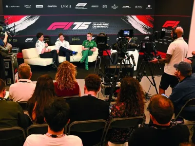 Toto Wolff, Executive Director of Mercedes AMG F1 Team James Vowles, Team Principal of Williams and Andy Cowell, Team Principal and Group CEO at Aston Martin F1 Team in the Team Principals Press Conference