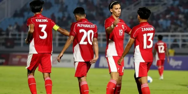 Pemain Timnas U23 Indonesia Dion Markx saat laga kedua grup J Kualifikasi Piala Asia U23 2026 melawan Makau yang berakhir dengan skor 5-0 di Stadion Gelora Delta Sidoarjo, Jawa Timur, Sabtu (6/9/2025) malam. Apa Syarat Indonesia U23 Lolos Piala Asia 2026?