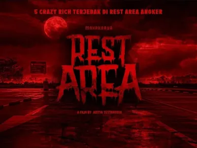 Poster film Rest Area yang dibintangi oleh Lutesha, Chicco Kurniawan, hingga Ajil Ditto.