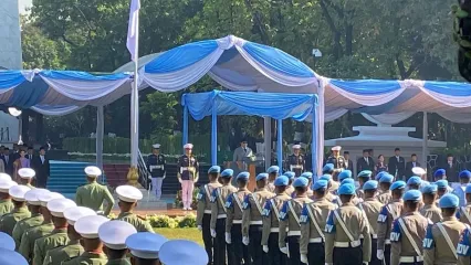 Presiden Prabowo Subianto memimpin upacara Peringatan Hari Kesaktian Pancasila, di Monumen Pancasila Sakti, Lubang Buaya, Jakarta Timur, Rabu (1/10/2025). 