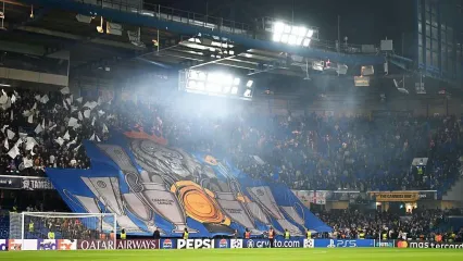 A tifo at Stamford Bridge