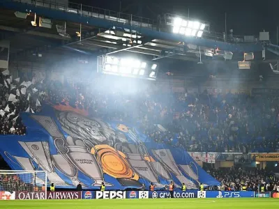 A tifo at Stamford Bridge