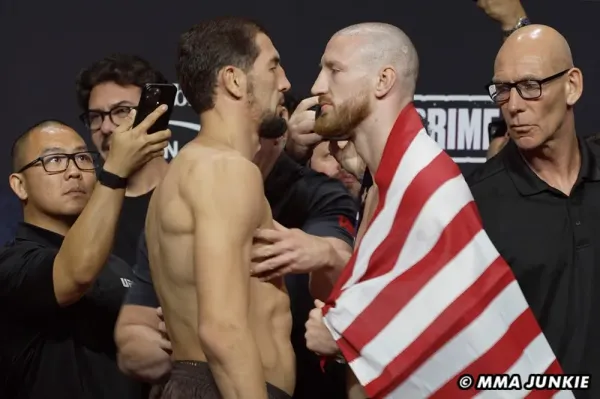 Abus Magomedov vs. Joe Pyfer, UFC 320 ceremonial weigh-ins faceoff