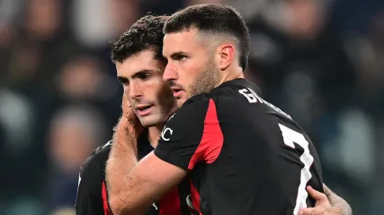 AC Milan&#39;s Santiago Gimenez consoles team-mate Christian Pulisic