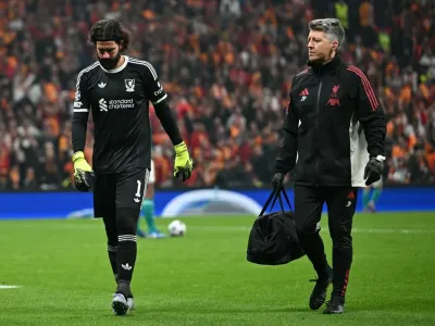 Alisson was taken off after suffering an injury against Galatasaray (AFP via Getty Images)