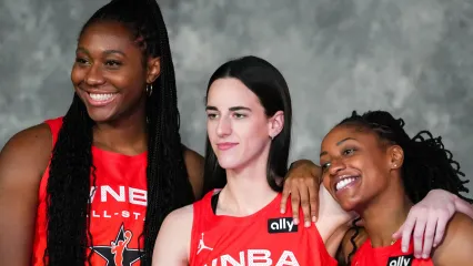 Aliyah Boston (7), Caitlin Clark (22) and Kelsey Mitchell (0) make up the Indiana Fever's Big 3.