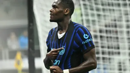 Ange-Yoan Bonny scored one and created three goals in Inter Milan's 4-1 thumping of Cremonese (Stefano RELLANDINI)