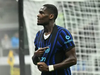 Ange-Yoan Bonny scored one and created three goals in Inter Milan's 4-1 thumping of Cremonese (Stefano RELLANDINI)