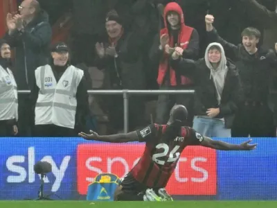Antoine Semenyo scored his fifth and sixth goals in seven Premier League games this season (Glyn KIRK)