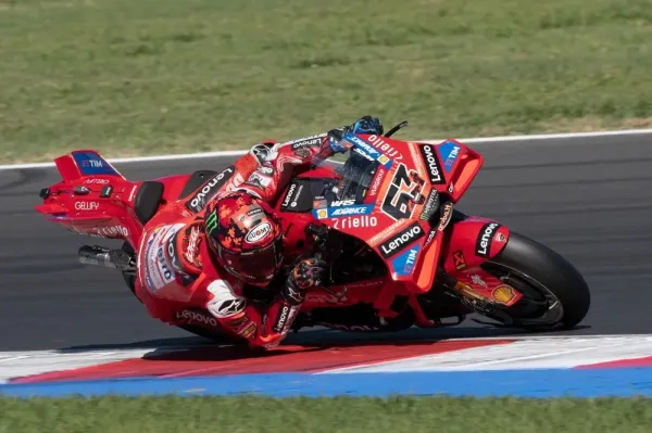 Bagnaia in action at the Misano test
