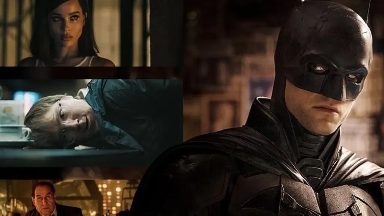 Bruce Wayne/Batman, Selina Kyle/Catwoman,
Oswald Cobblepot/Penguin, dan The Riddler
dalam film pertamanya The Batman (2021).

