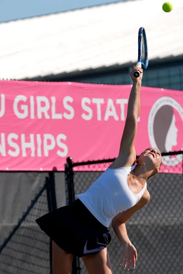 Cedar Rapids Xavier's Gabriella Fleming won her third Iowa high school state tennis singles championship in Iowa City on Oct. 2.