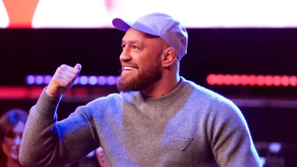 Conor McGregor gestures to the crowd at 3Arena, Dublin. Picture date: Friday February 25, 2022. (Photo by Brian Lawless/PA Images via Getty Images)