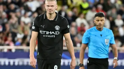 Erling Haaland scored twice in Man City's 2-2 draw at Monaco (FREDERIC DIDES)