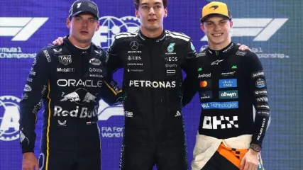 George Russell grabbed pole ahead of Max Verstappen and Oscar Piastri