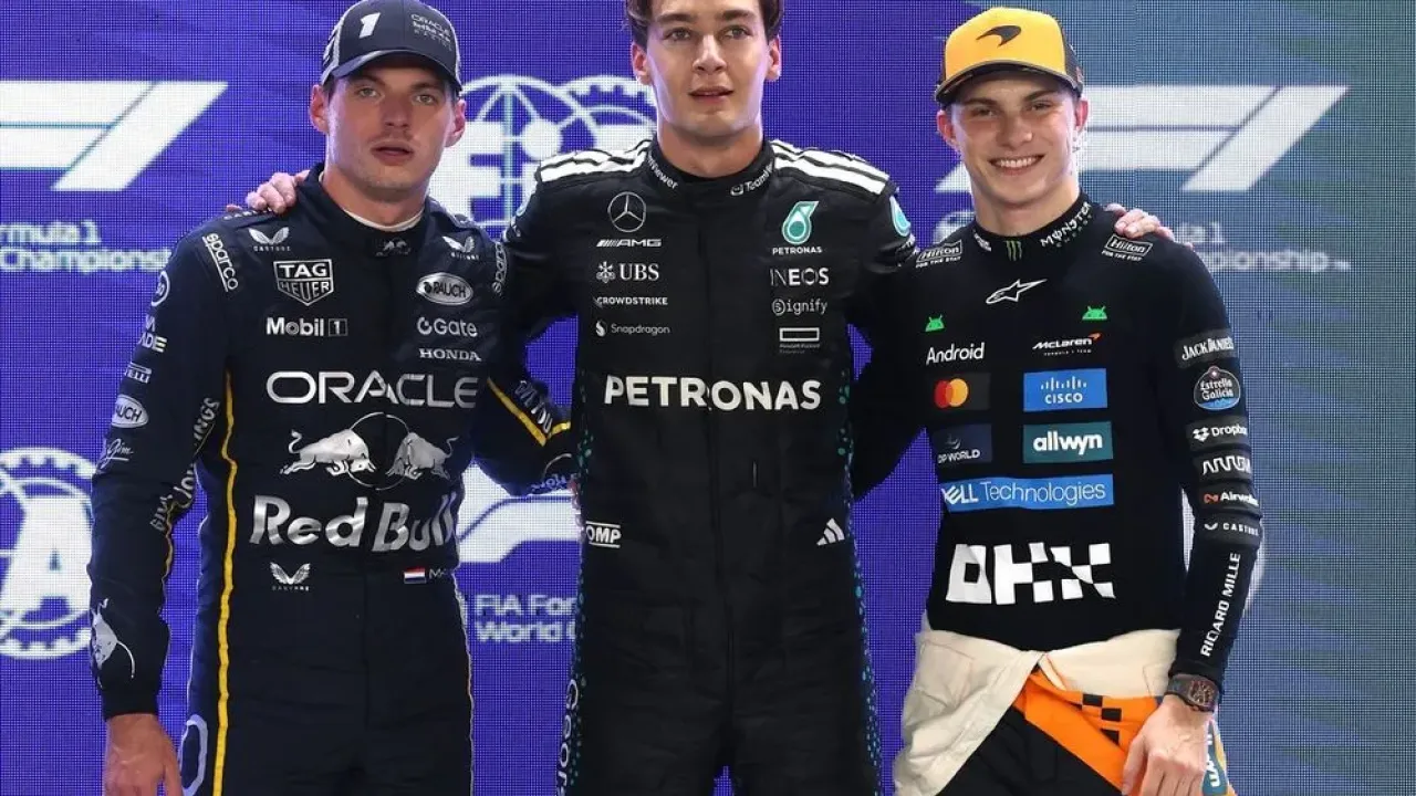 George Russell grabbed pole ahead of Max Verstappen and Oscar Piastri