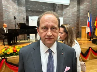 German ambassador to Russia Alexander Graf Lambsdorff attends a reception at the embassy to mark German Unity Day. Ulf Mauder/dpa