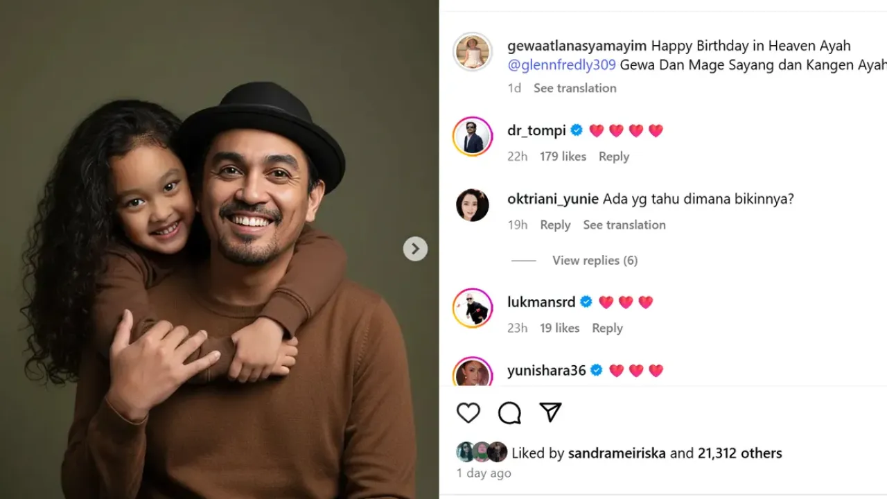 Gewa Pasang Foto Ai bersama mendiang ayahnya Glenn Fredly, ucapkan selamat ulang tahun