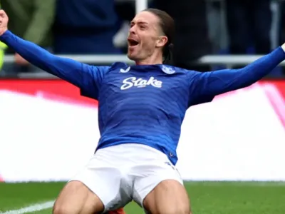Jack Grealish celebrates scoring Everton&#39;s winner against Crystal Palace