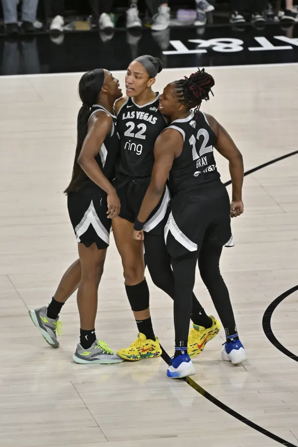 Jackie Young, A’ja Wilson and Chelsea Gray.