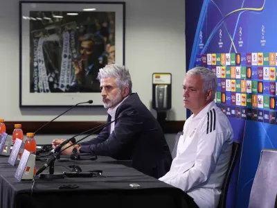 Jose Mourinho Manager of Benfica speaking to the media
