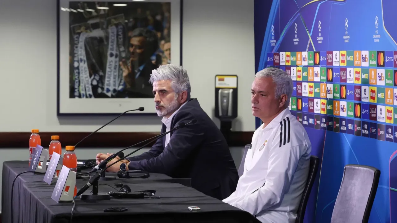 Jose Mourinho Manager of Benfica speaking to the media