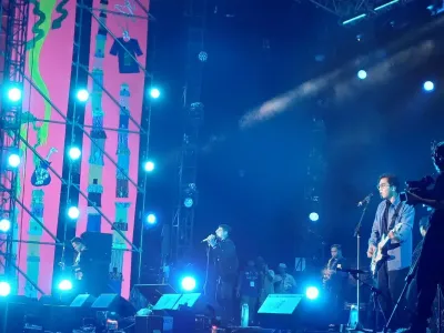 Kangen Band saat tampil di Synchronize Fest 2025 Gambir Expo, Kemayoran, Jakarta Pusat, Minggu (5/10/2025).