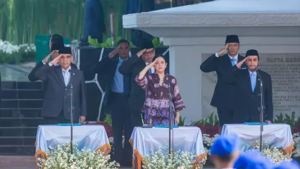 Ketua Dewan Perwakilan Rakyat (DPR) RI, Puan Maharani, saat menghadiri upacara Hari Kesaktian Pancasila di Lubang Buaya, Jakarta Timur, Rabu (1/10/2025).