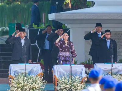 Ketua Dewan Perwakilan Rakyat (DPR) RI, Puan Maharani, saat menghadiri upacara Hari Kesaktian Pancasila di Lubang Buaya, Jakarta Timur, Rabu (1/10/2025).