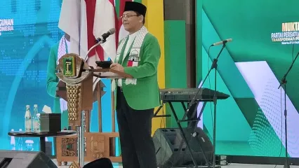 Ketua Umum (Ketum) PPP periode 2025-2030, Muhamad Mardiono dalam Muktamar X yang digelar di Kawasan Ancol, Jakarta, Sabtu (27/9/2025) malam.