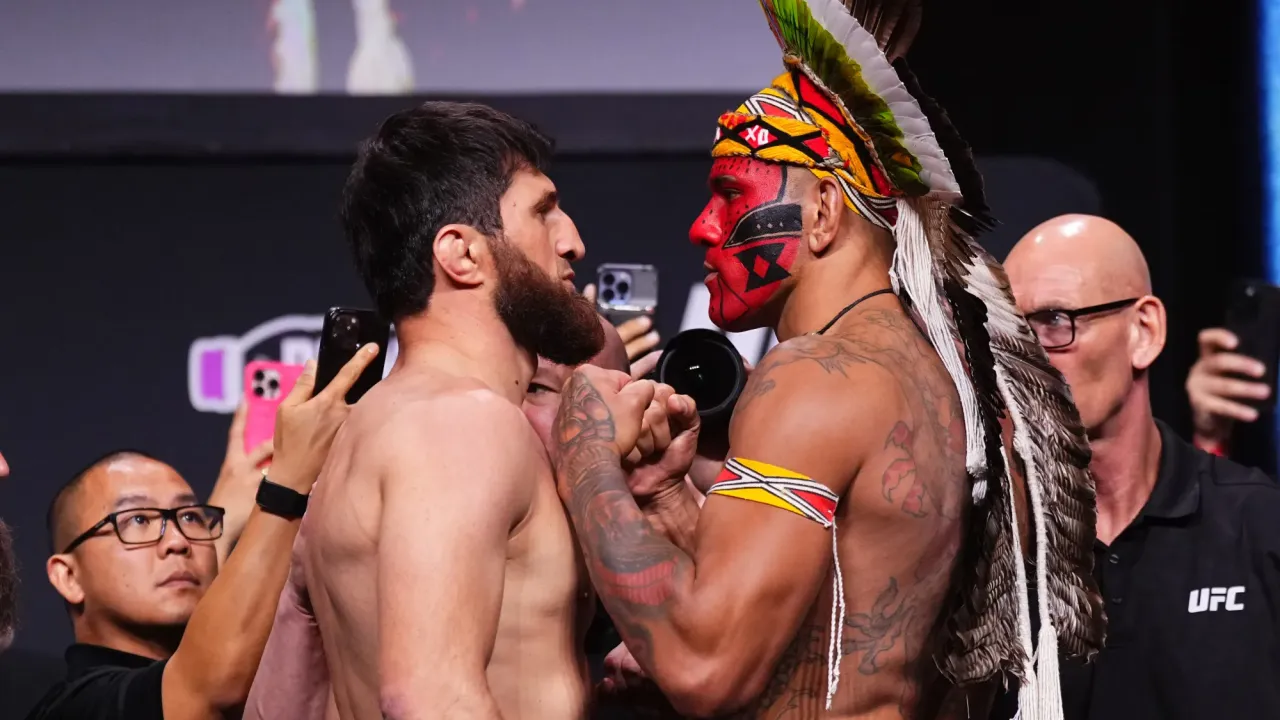 Magomed Ankalaev and Alex Pereira at UFC 320