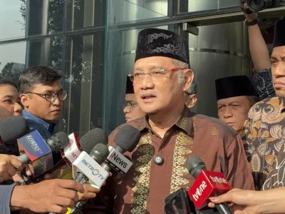 Menteri Haji dan Umrah Mochamad Irfan Yusuf atau biasa disapa Gus Irfan di Gedung Merah Putih, Jakarta, Jumat (3/10/2025).