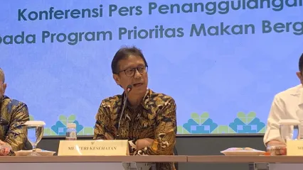 Menteri Kesehatan (Menkes) Budi Gunadi Sadikin dalam konferensi pers di Kantor Kemenkes, Jakarta Selatan, Kamis (2/10/2025).