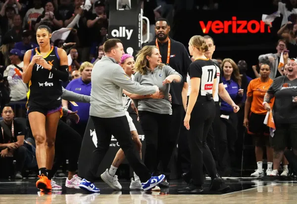 Minnesota Lynx head coach Cheryl Reeve reacts after being ejected from Game 3 of WNBA semifinals against the Phoenix Mercury.