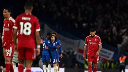 Mohamed Salah of Liverpool looks dejected