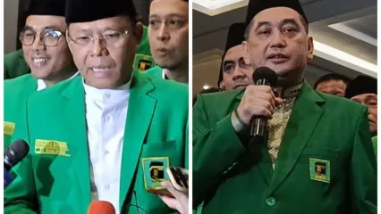Muhammad Mardiono (kiri) dan Agus Suparmanto (kanan). Keduanya diklaim terpilih secara aklamasi jadi Ketua Umum PPP periode 2025-2030.
