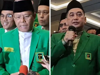 Muhammad Mardiono (kiri) dan Agus Suparmanto (kanan). Keduanya diklaim terpilih secara aklamasi jadi Ketua Umum PPP periode 2025-2030.