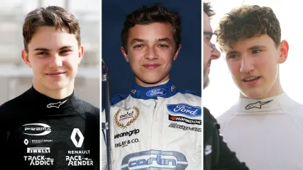 Oscar Piastri, Lando Norris and Alex Dunne