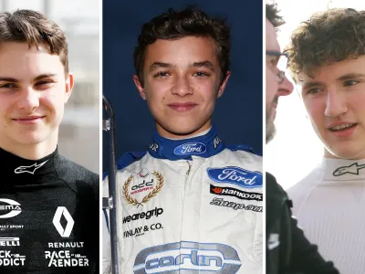 Oscar Piastri, Lando Norris and Alex Dunne