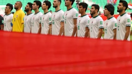 Para pemain Timnas Irak jelang berlaga di FIFA Arab Cup 2021 pada Desember 2021.
