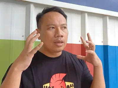 Pembawa acara Vicky Prasetyo saat ditemui di daerah Mampang, Jakarta Selatan, Selasa (20/2/2024).