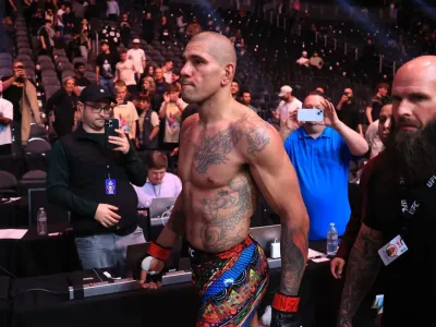 Pereira moments after his decision defeat by Ankalaev in Las Vegas (Getty Images)