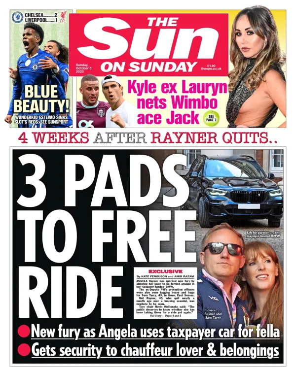 "Three pads to free ride" reads the headline on the front page of The Sun.