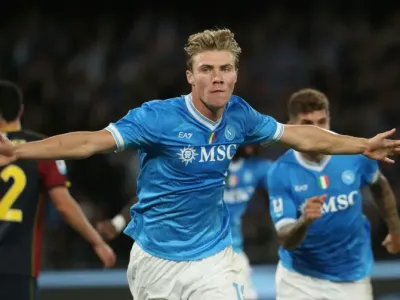 Rasmus Hojlund took his club tally to four goals since moving to Napoli from Manchester United (CARLO HERMANN)