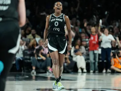 <span>Las Vegas Aces guard Jackie Young scored 32 points in Sunday’s win. </span><span>Photograph: John Locher/AP</span>