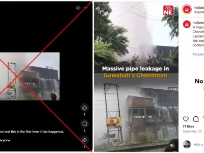 <span>Screenshot comparison of the falsely shared video (left) and the Instagram video </span>